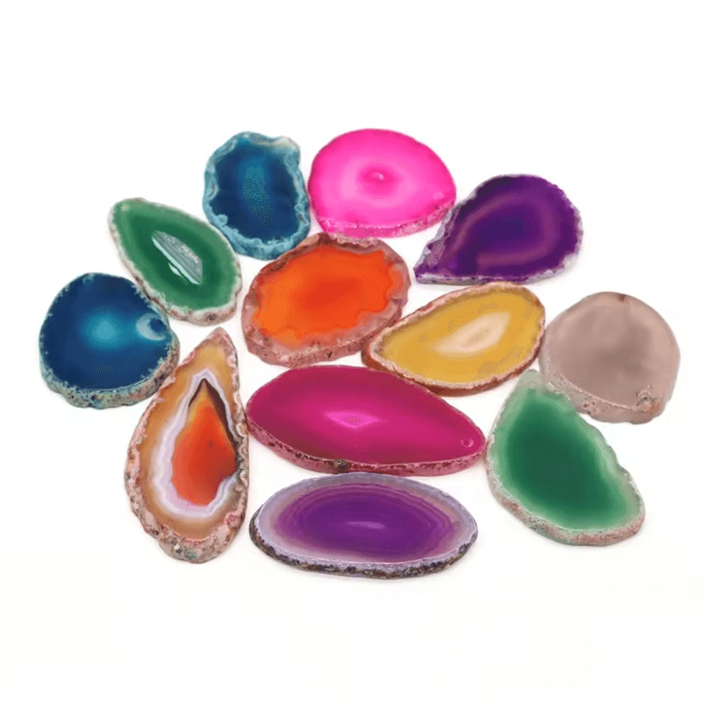 Natural Onyx Agate Geode Slice Healing Crystal Pendant DIY Jewelry Decor 2