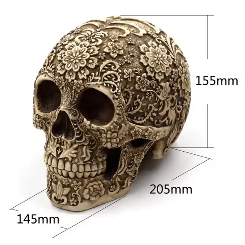 Plum Blossom Skull Resin Sculpture Artistic Gothic Home Garden Decor 4