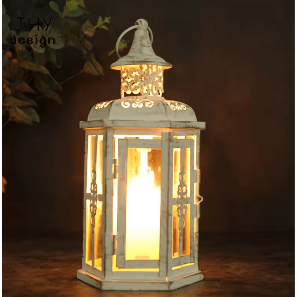 Vintage Metal Hanging Candle Lantern 10 Decorative Indoor Outdoor Candle Holder 0