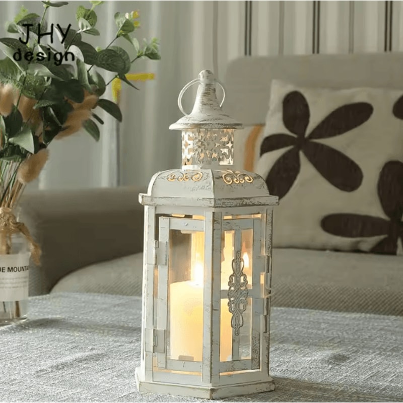 Vintage Metal Hanging Candle Lantern 10 Decorative Indoor Outdoor Candle Holder 2