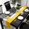Abstract Yellow Linen Table Runner Modern Geometric Kitchen Dining Table Decor 1
