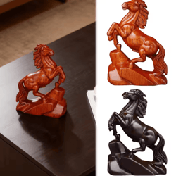 rosewood feng shui horse statue – lucky wealth zodiac desk & home decor