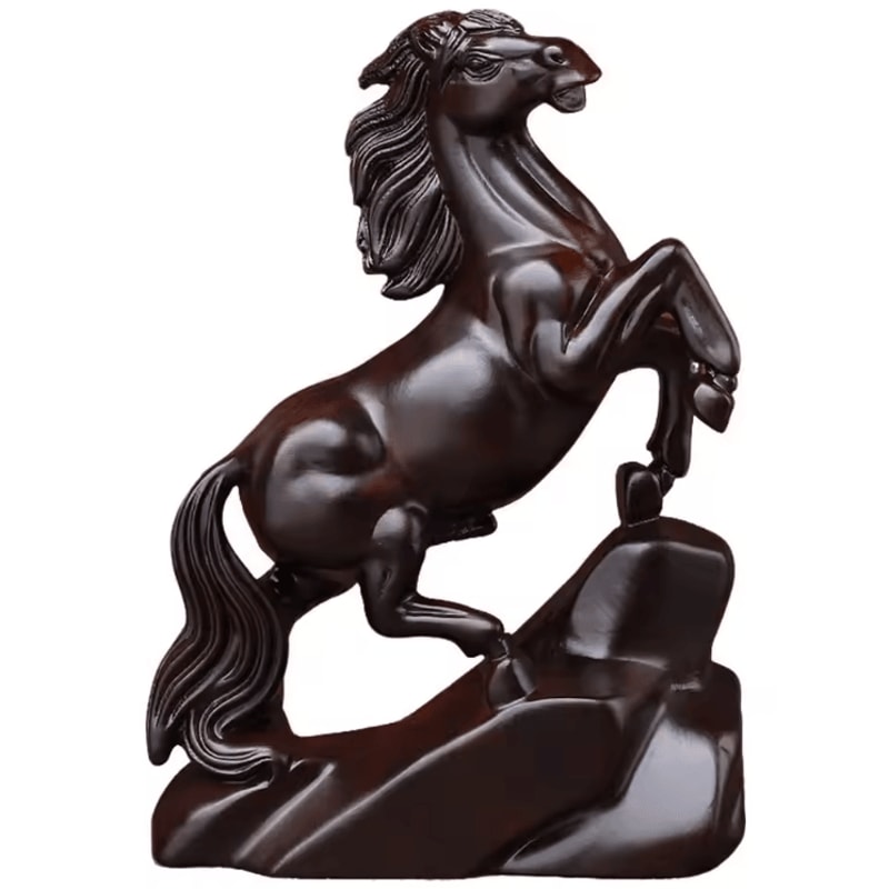 Rosewood Feng Shui Horse Statue Lucky Wealth Zodiac Desk Home Decor 6