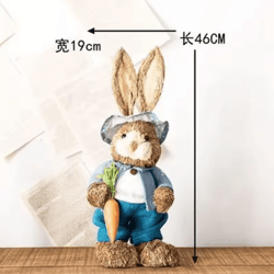 large straw woven easter bunny statue – rustic spring garden & home decor (46cm)