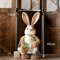Large Straw Woven Easter Bunny Statue Rustic Spring Garden Home Decor 46cm 10