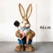 Large Straw Woven Easter Bunny Statue Rustic Spring Garden Home Decor 46cm 3