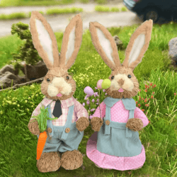 large straw easter bunny decoration – rustic spring rabbit home & garden ornament (46cm)