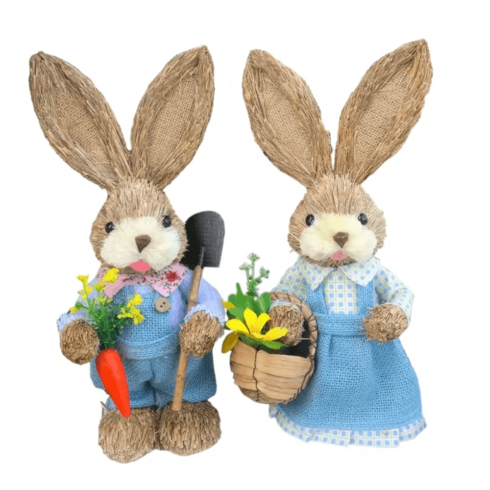 Large Straw Easter Bunny Decoration Rustic Spring Rabbit Home Garden Ornament 46cm 8