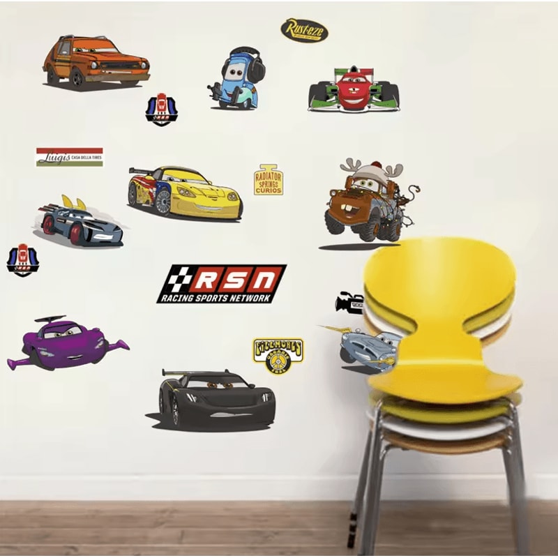 3D Cartoon Cars Wall Stickers Lightning McQueen Kids Room Decor Decals 11