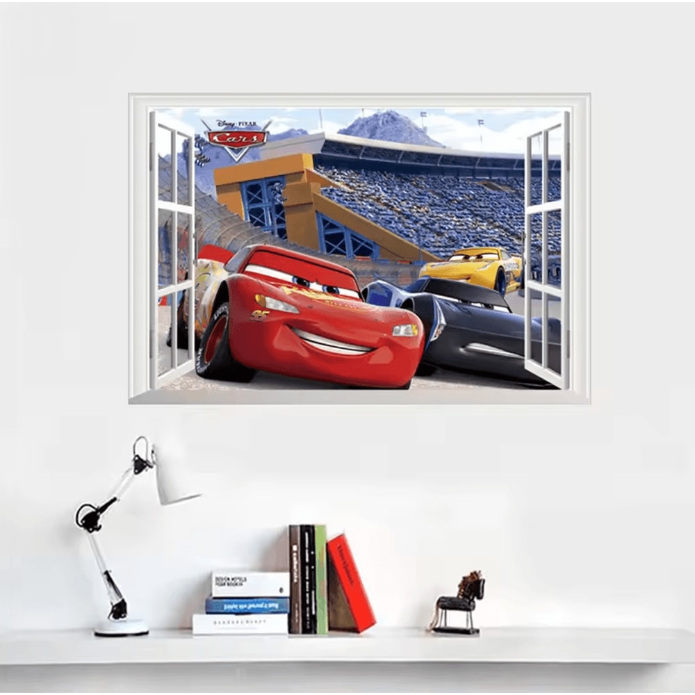 3D Cartoon Cars Wall Stickers Lightning McQueen Kids Room Decor Decals 12