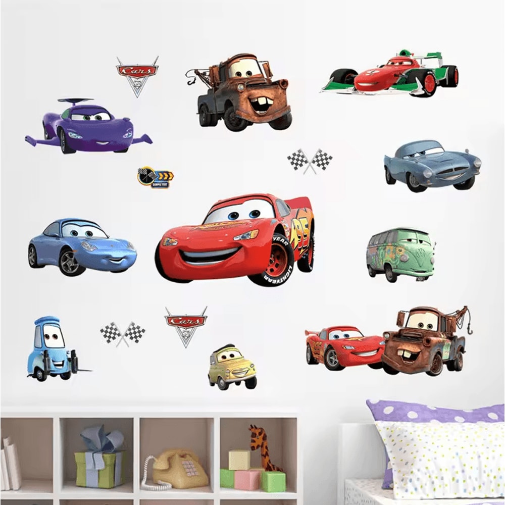 3D Cartoon Cars Wall Stickers Lightning McQueen Kids Room Decor Decals 13
