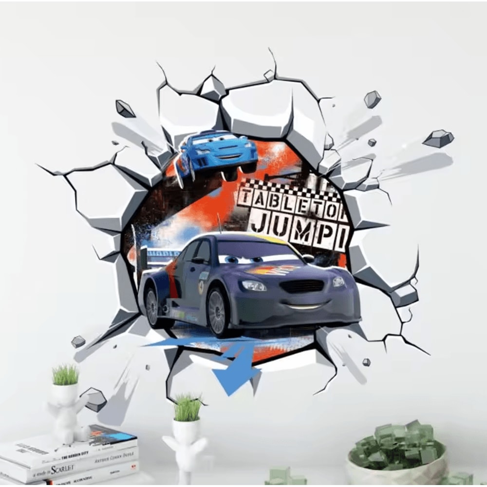 3D Cartoon Cars Wall Stickers Lightning McQueen Kids Room Decor Decals 1