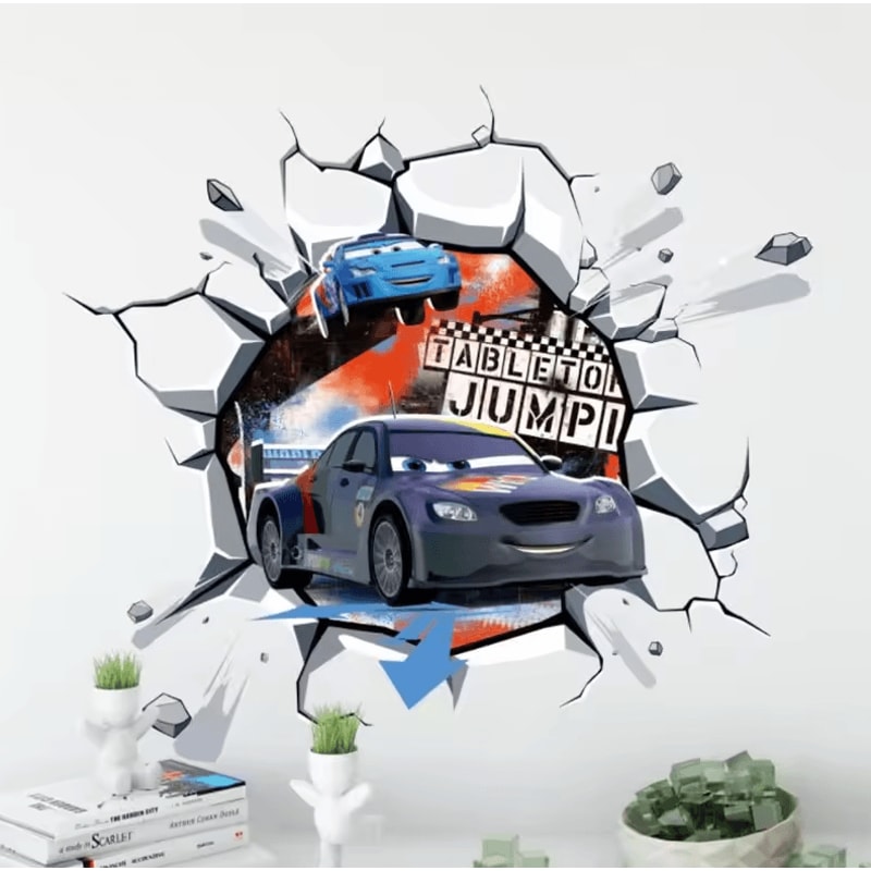 3D Cartoon Cars Wall Stickers Lightning McQueen Kids Room Decor Decals 1