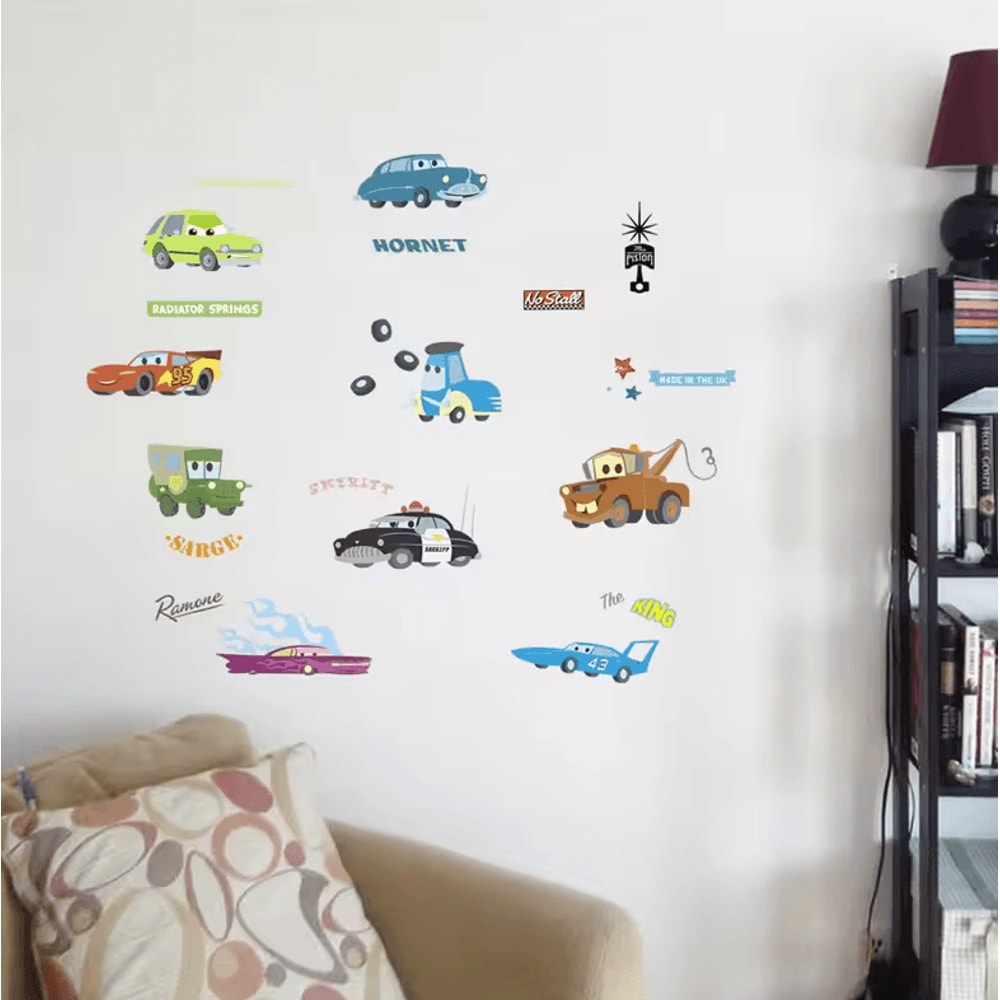 3D Cartoon Cars Wall Stickers Lightning McQueen Kids Room Decor Decals 8