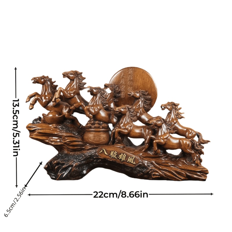 Eight Horses Feng Shui Resin Statue Lucky Wealth Horse Desk Home Decor 2
