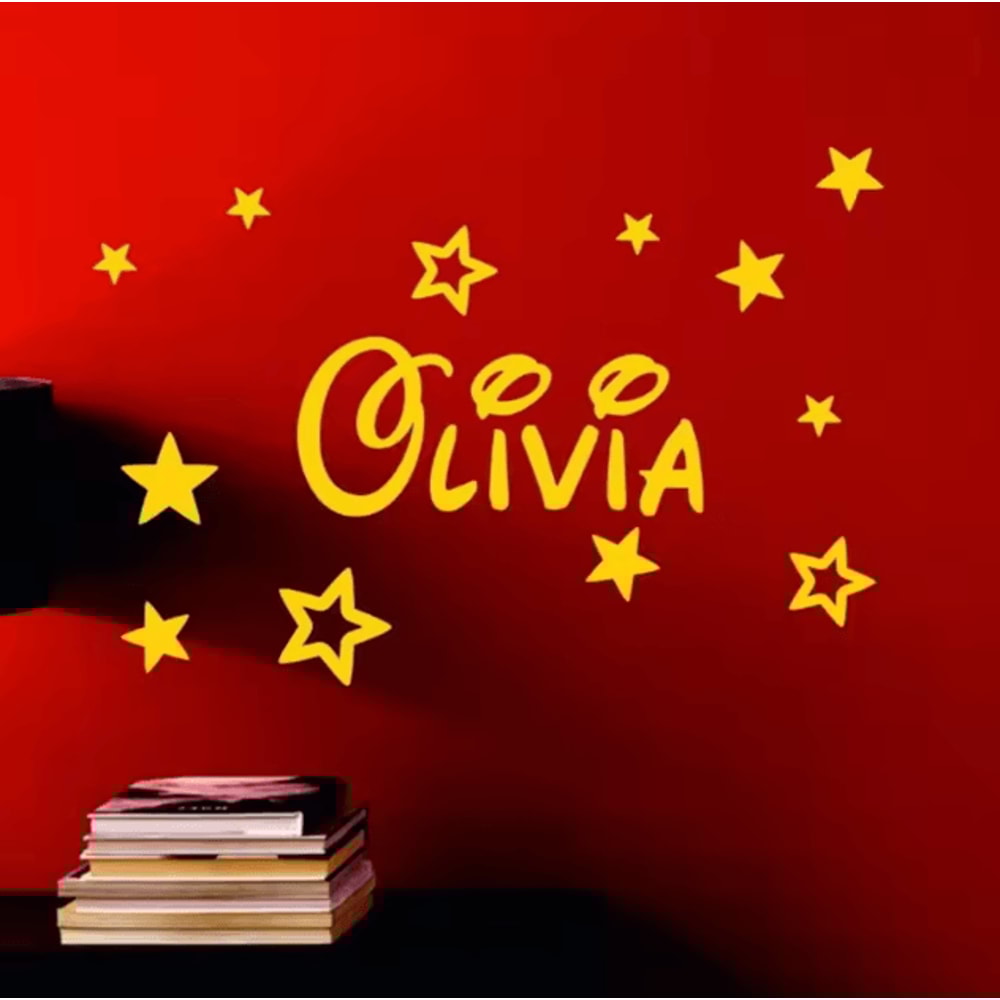 Personalized Name Wall Sticker With Stars Custom Kids Room Vinyl Decor 30 20cm 1