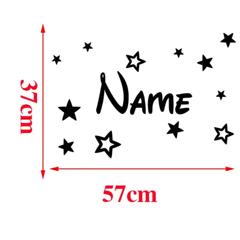 Personalized Name Wall Sticker With Stars Custom Kids Room Vinyl Decor 30 20cm 3