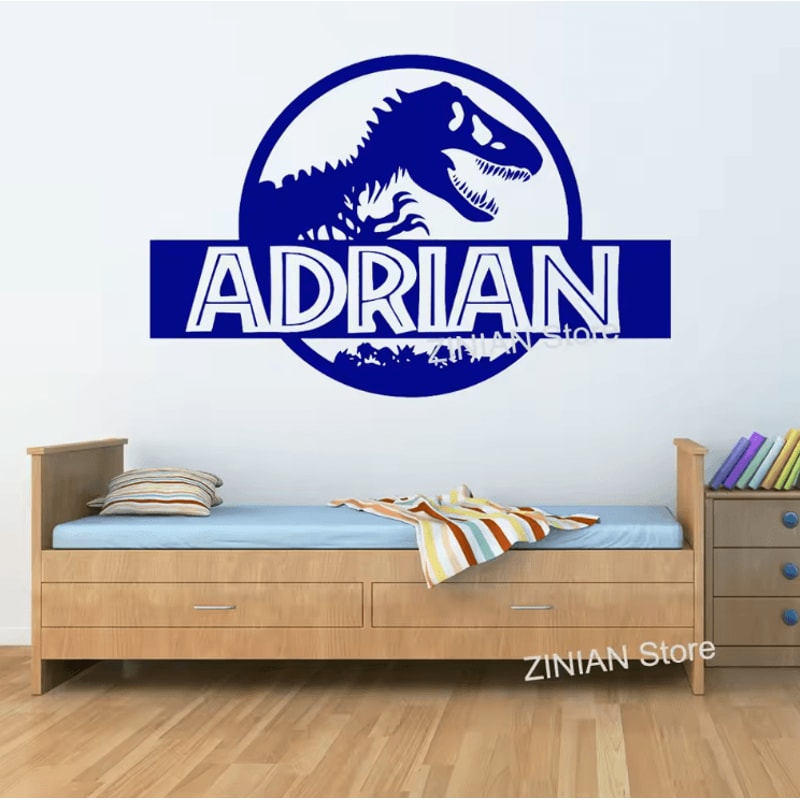 Personalized Jurassic Dinosaur Wall Sticker Custom Name TRex Kids Room Decor 2