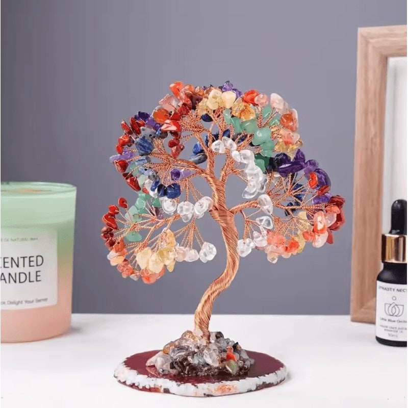 Seven Chakra Crystal Tree Of Life Feng Shui Positive Energy Desk Home Decor 0