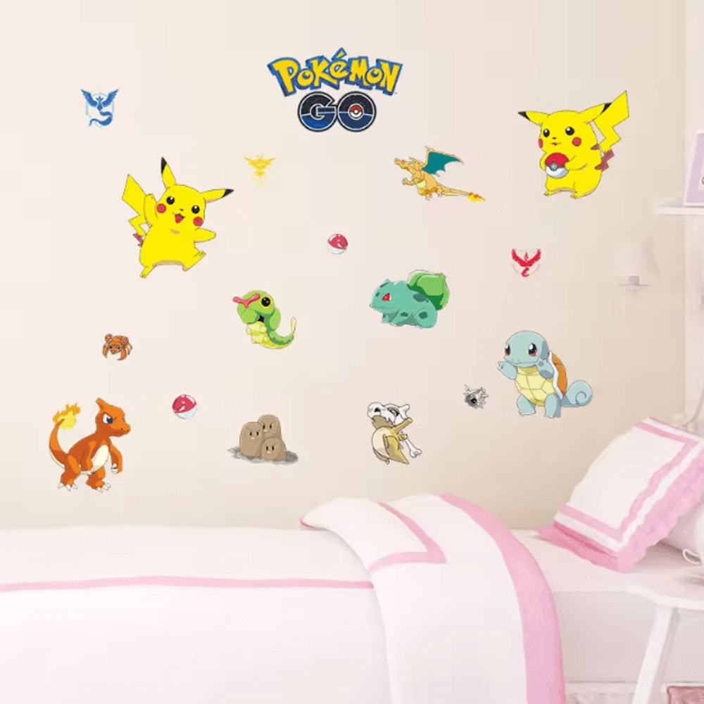 Cartoon Pikachu Wall Stickers Cute Kids Room Anime Decor Decals 2