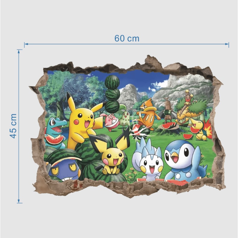 Cartoon Pikachu Wall Stickers Cute Kids Room Anime Decor Decals 5