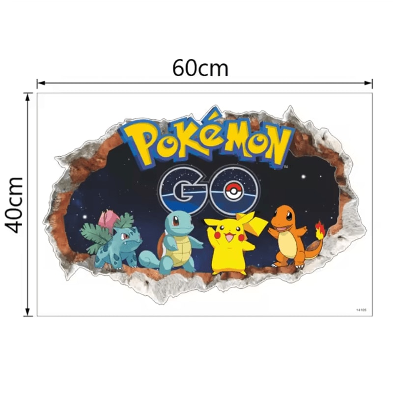 Cartoon Pikachu Wall Stickers Cute Kids Room Anime Decor Decals 6