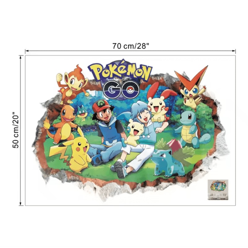 Cartoon Pikachu Wall Stickers Cute Kids Room Anime Decor Decals 8