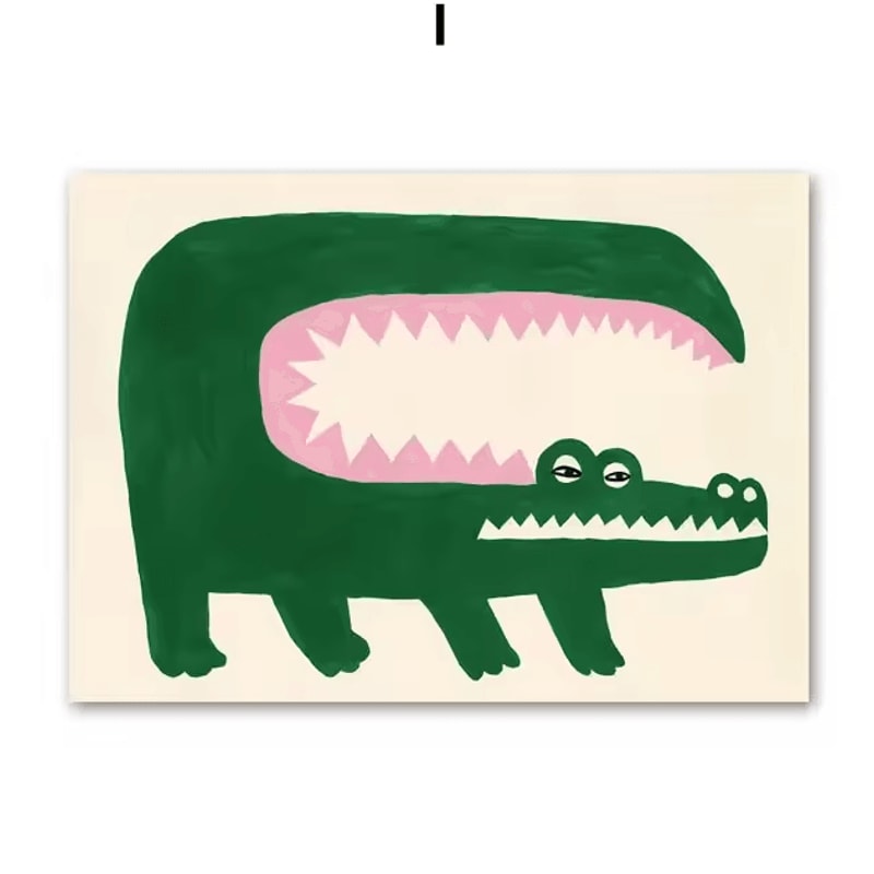 Abstract Crocodile Fish Sofa Canvas Wall Art Colorful Modern Living Room Decor 9