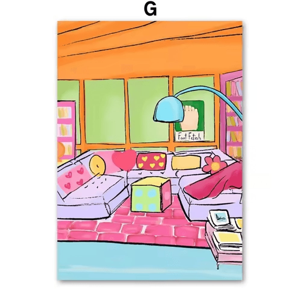 Abstract Crocodile Fish Sofa Canvas Wall Art Colorful Modern Living Room Decor 7