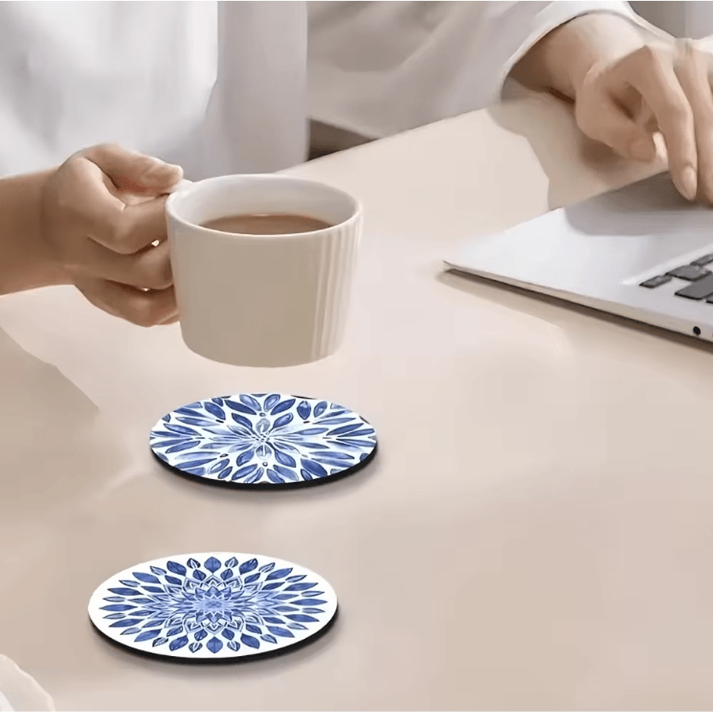 Add A Refined Calming Touch To Your Table With This Beautifully Crafted Ceramic Wooden Coasters Set 1