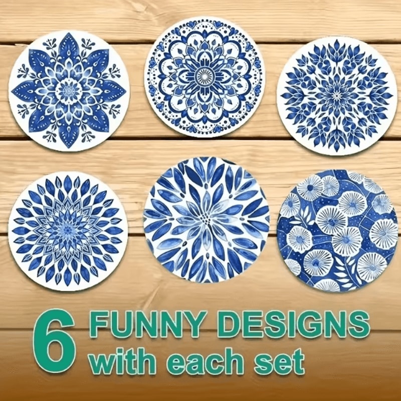Add A Refined Calming Touch To Your Table With This Beautifully Crafted Ceramic Wooden Coasters Set 2