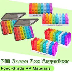 portable weekly/monthly pill organizer – travel-friendly medication storage case