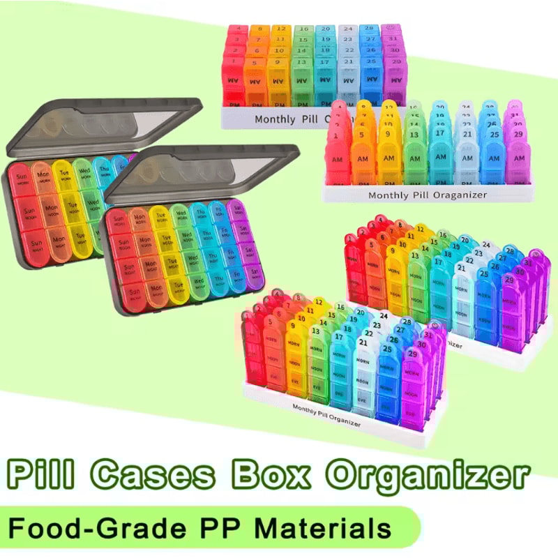 Portable WeeklyMonthly Pill Organizer TravelFriendly Medication Storage Case 0