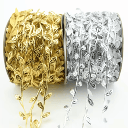 gold leaf vine garland (5–20m) – elegant metallic artificial leaves for wedding & diy decor