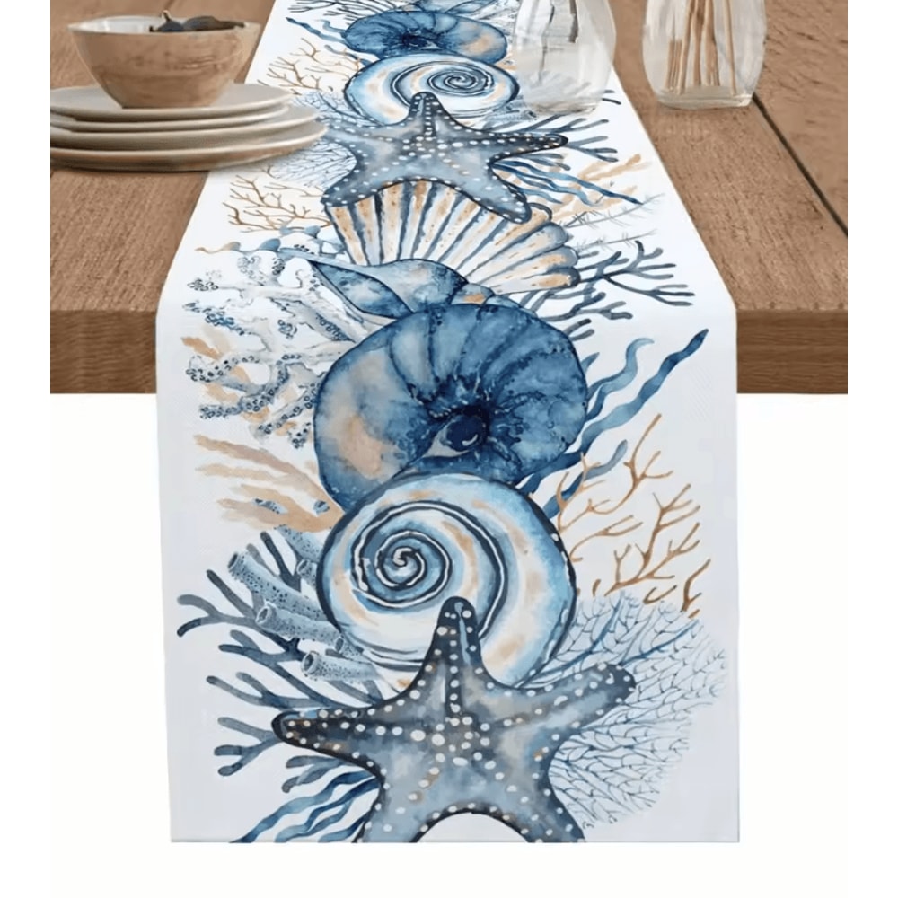 Bring The Calm Beauty Of The Seaside Into Your Home With This Elegant Ocean Coral Table Runner Desi 0