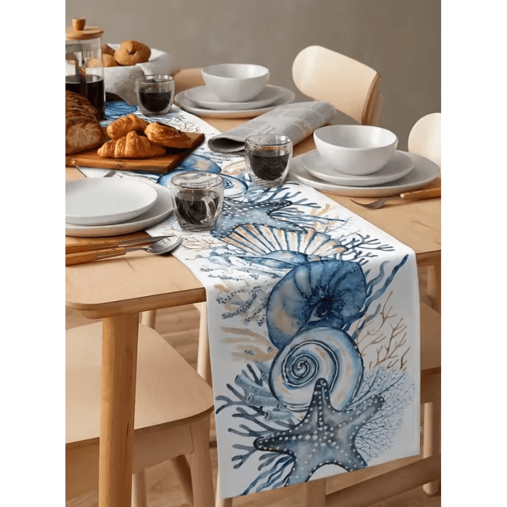 Bring The Calm Beauty Of The Seaside Into Your Home With This Elegant Ocean Coral Table Runner Desi 2