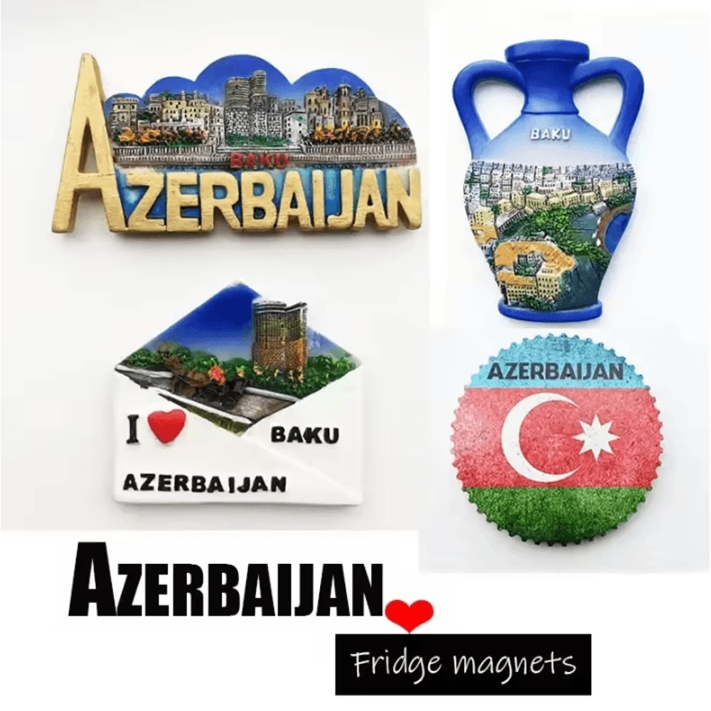 Baku 3D Resin Fridge Magnet Souvenir Azerbaijan Travel Keepsake Collection 0