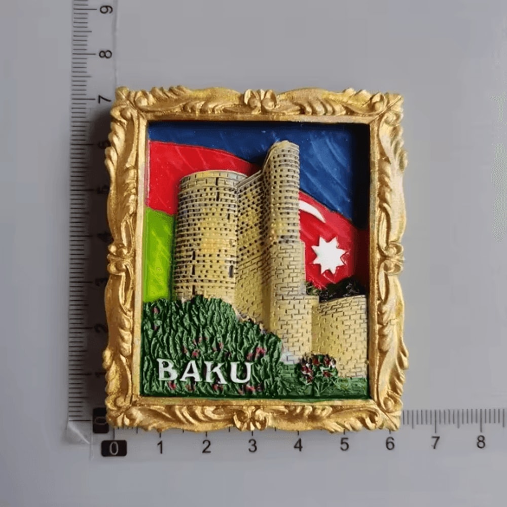 Baku 3D Resin Fridge Magnet Souvenir Azerbaijan Travel Keepsake Collection 2