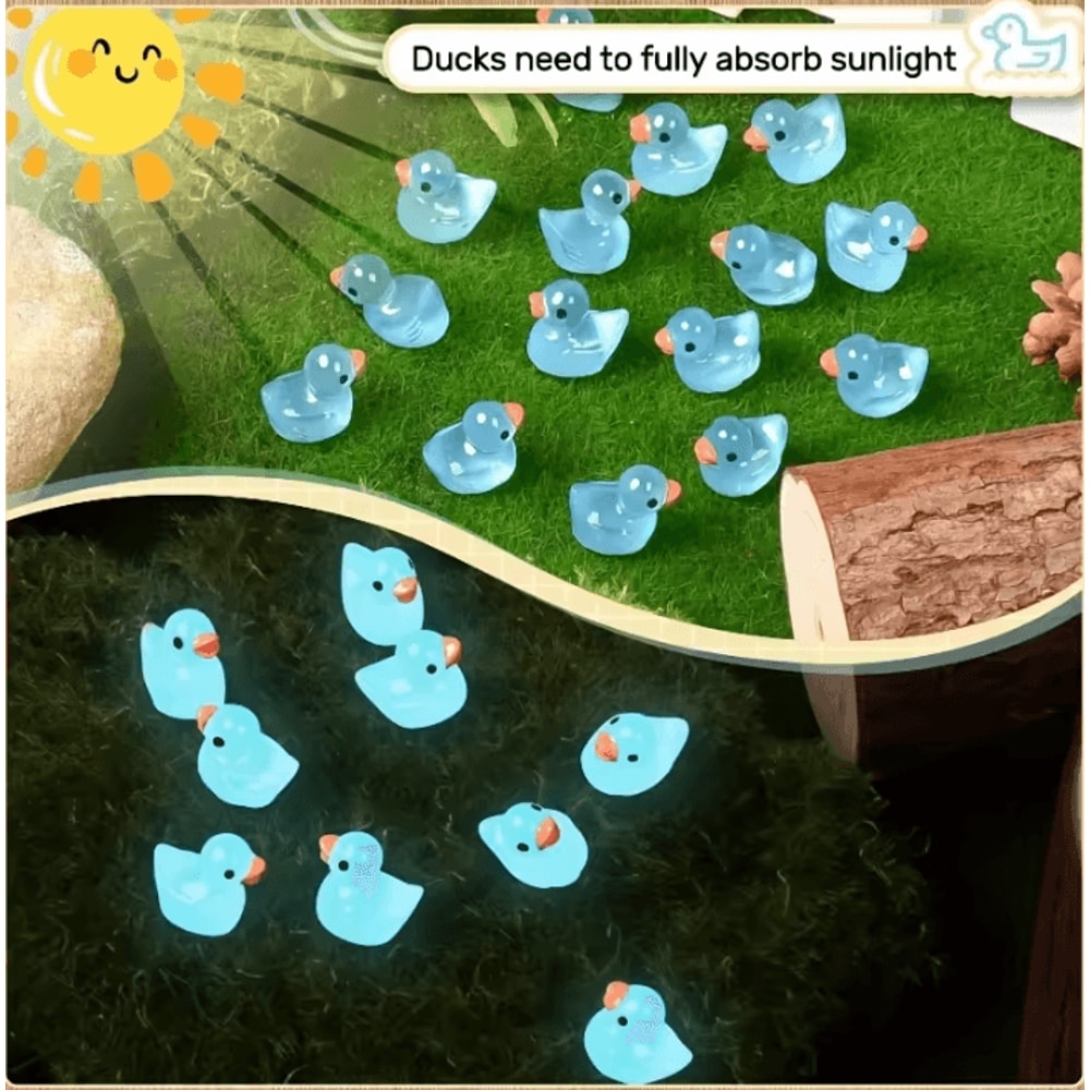 100PCS GlowintheDark Mini Resin Ducks Luminous DIY Craft Garden Decor Set 4
