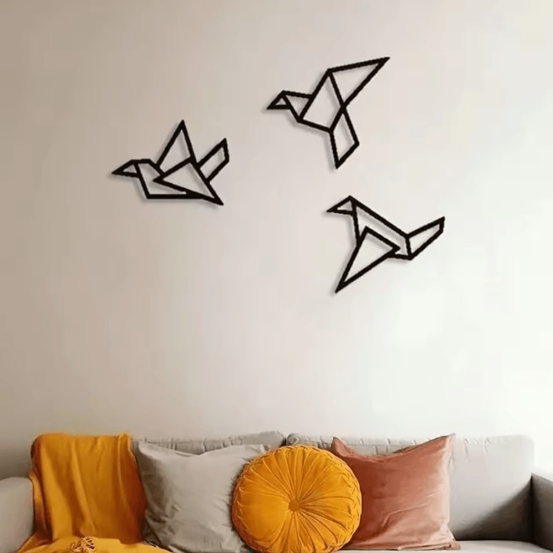 3Piece Modern Bird Silhouette Wall Art Minimalist Iron Hanging Decor Set 0
