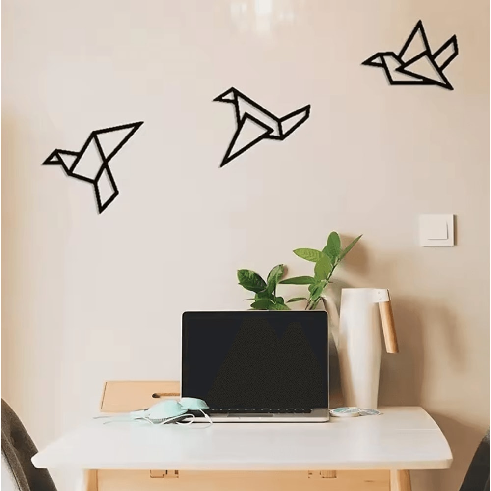 3Piece Modern Bird Silhouette Wall Art Minimalist Iron Hanging Decor Set 2