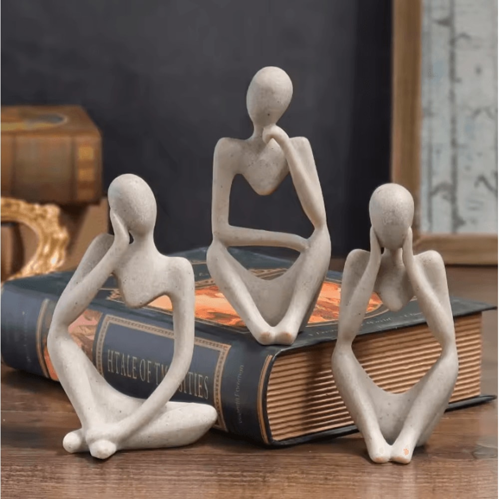 Minimalist Human Contemplation Sculpture Modern Abstract Resin Art Decor 0