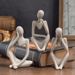 minimalist human contemplation sculpture – modern abstract resin art decor