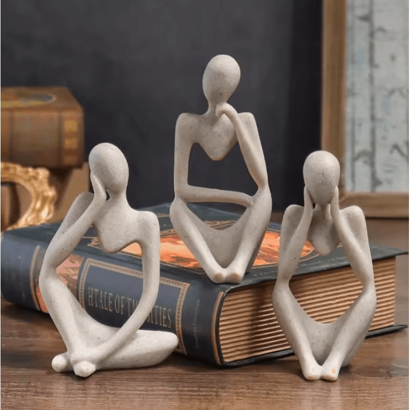 Minimalist Human Contemplation Sculpture Modern Abstract Resin Art Decor 0