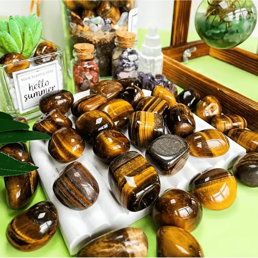 Tiger Eye Tumbled Polished Stones Natural Crystal Decor Vase Fillers 0