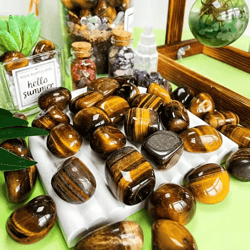 tiger eye tumbled polished stones – natural crystal decor & vase fillers
