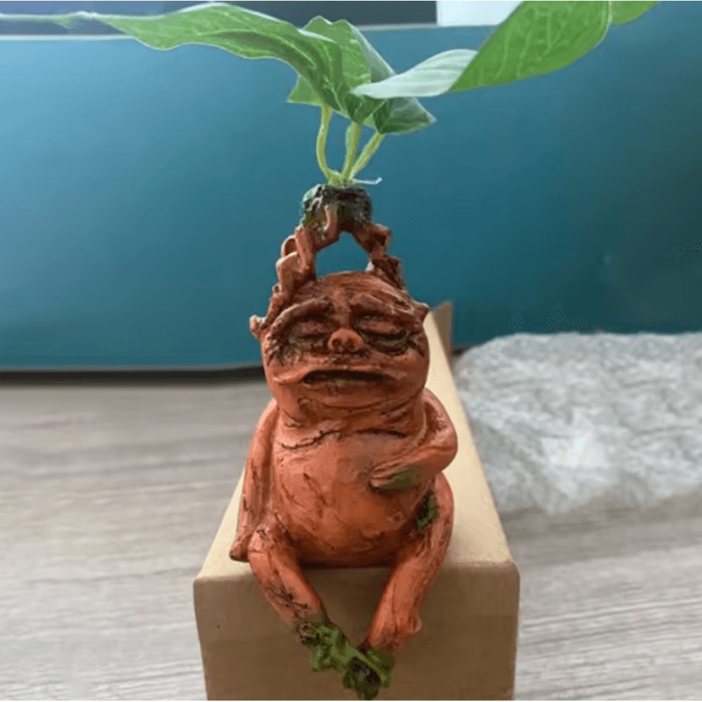 Mandrake Grass Resin Statue Whimsical Mythical Plant Garden Home Decor 0
