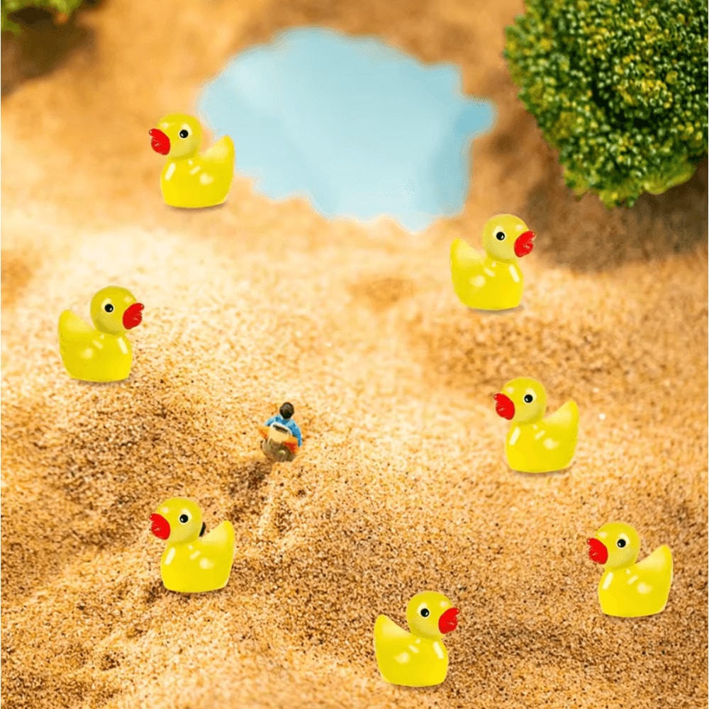 100PCS GlowintheDark Mini Resin Ducklings Luminous DIY Aquarium Garden Decor Set 1