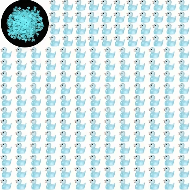 100PCS GlowintheDark Blue Mini Resin Ducks Luminous DIY Aquarium Garden Decor Set 1