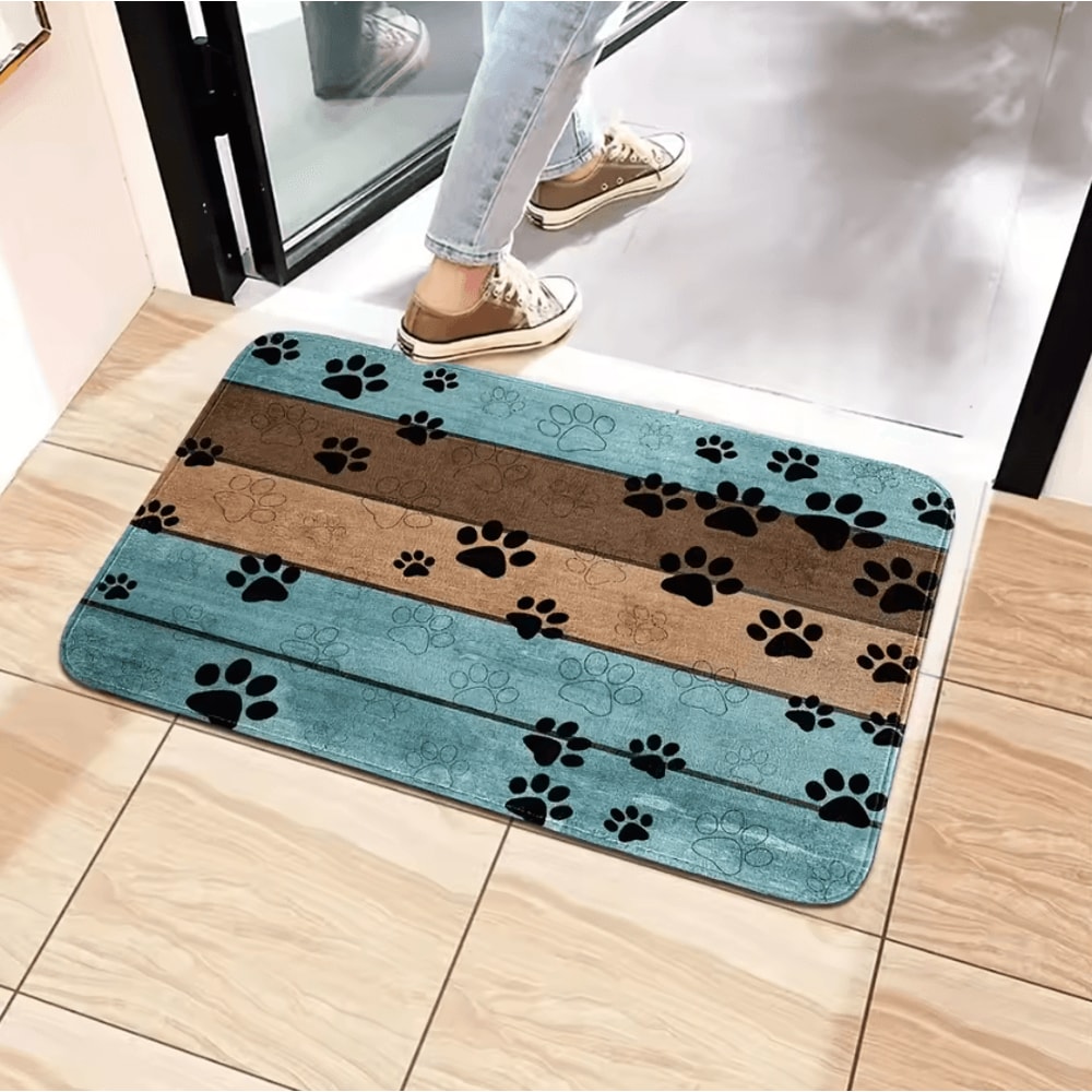 Cat Paw Print Absorbent Doormat Cute NonSlip Kitchen Entrance Floor Rug 5